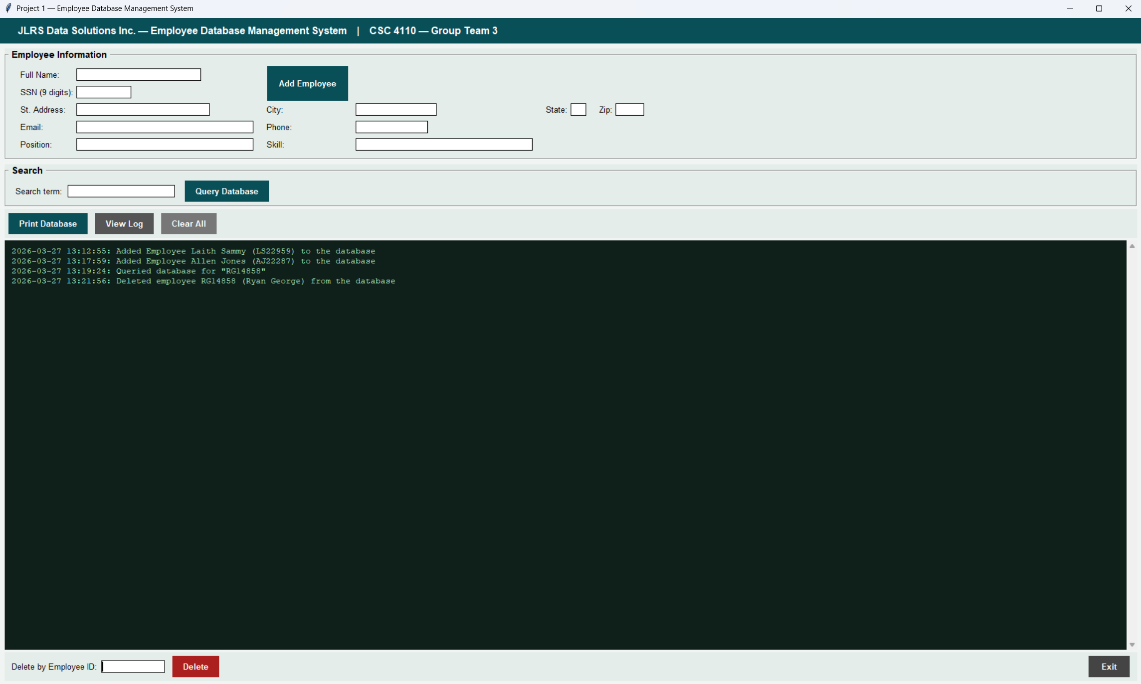 Event Logging System