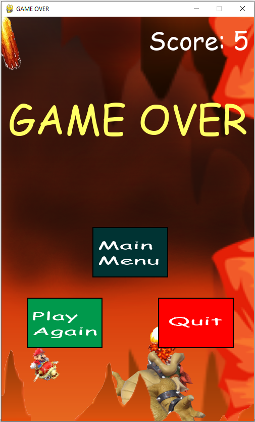 Game Over Screen